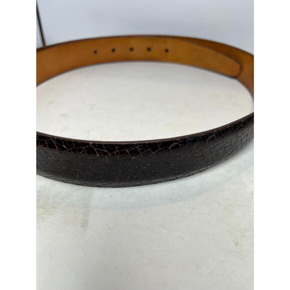 Martin Dingman Brown Leather Belt 90/36 Italian Calfskin Handmade Basket Grain - Picture 2 of 4